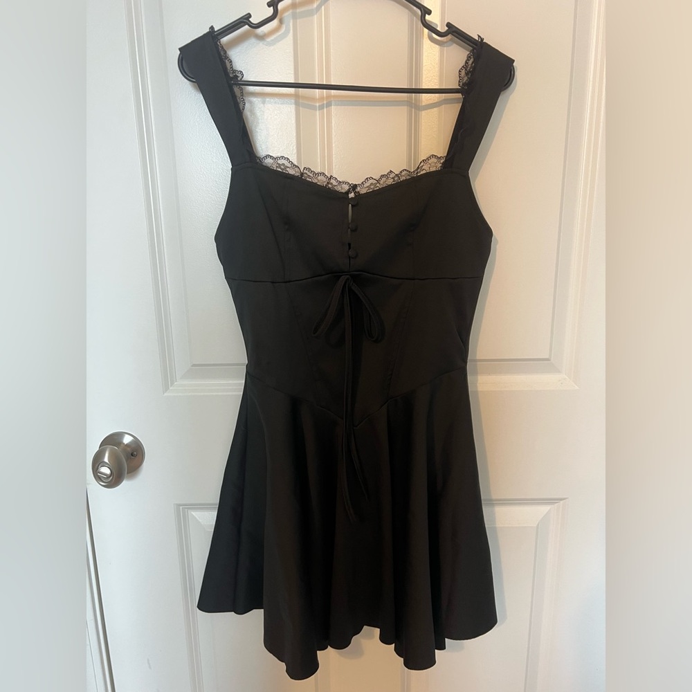 Black Sleeveless Dress with Lace Detail